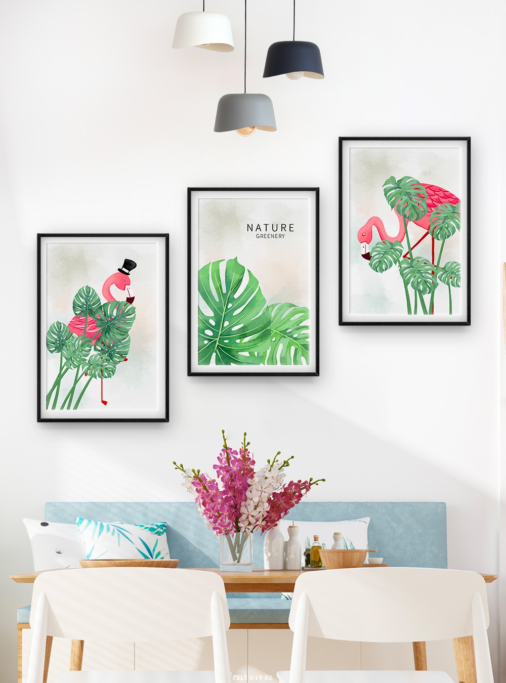 Hoa lá tranh vẽ CHL3-019-KG